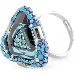 Stříbrný masivní prsten trojúhelník osázený krystaly Swarovski Bermuda Blue (Stříbro 925/1000)
