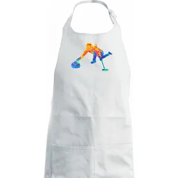 Kuchyňská zástěra Curling splash - Dámská zástěra na vaření - Univerzální velikost ( Bílá )