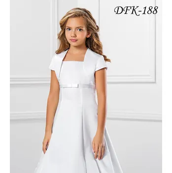 Dívčí šaty Dětské saténové svatební bolerko s krátkým rukávem DFK-188 Barva: ivory, Vybraná velikost: velikost 158