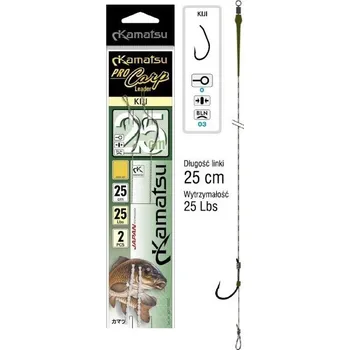 Rybářský háček Kamatsu Návazec Pro Carp Leader Kiji 25cm / 25lbs Velikost: 1