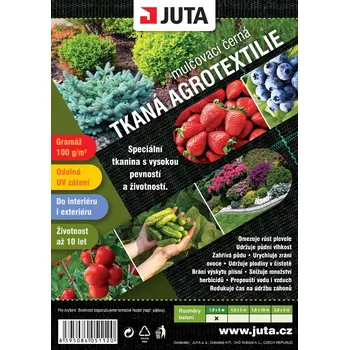 Mulčovací textilie JUTA Tkaná agrotextilie černá 10x1,6m mulčovací, 100g/m2, JUTA