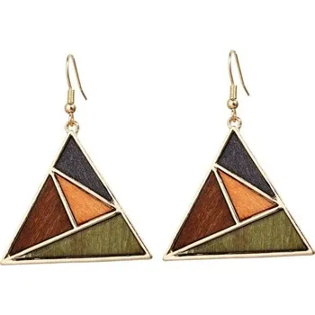 Náušnice Přívěskynakrk.cz Náušnice visací dřevěné GEOMETRIE A04