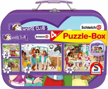 Puzzle Schmidt Schleich Horse Club v plechovém kufříku 4v1