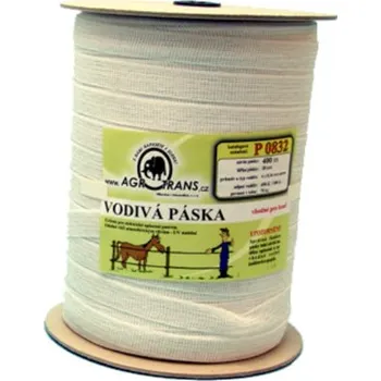 Ohradník AGROTRANS Vodivá páska bílá 6 vodičů, 20 mm, 400m