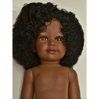Panenka Realistická panenka Coral bez oblečení od firmy Vestida de Azul (Coral - černé kudrnaté vlasy - afro -delší - 45 cm )