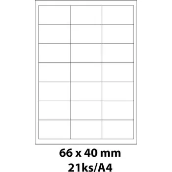 Speciální papír Print etikety Emy 66x40 mm, 21ks/arch, 100 archů, samolepící