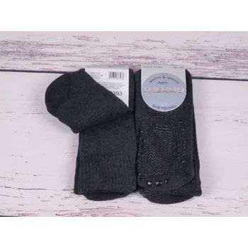Dámské ponožky CNB BERLIN Termo ponožky DE 38393 teplé PROTISKLUZ ABS tm. šedé antracitové velikosti ponožek: 26-28 (EUR vel. 39-42)