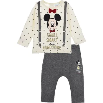 Krémovo-šedá sada Mickey Mouse - Small, Smart and Handsome Velikost: 74