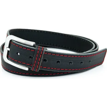 Opasek Kožeťuci Broušený opasek s červenou nití a nerezovou sponou Rozměry opasku: Obvod pasu: 80 cm (Celková délka 95cm)