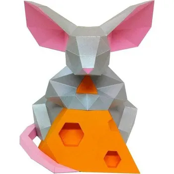 omalovánky Papírový model 3D - myš se sýrem