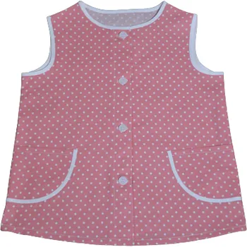 Dětská zástěra Šatoli.cz Bavlněná propínací zástěrka vel.104 Bílý puntík na starorůžové