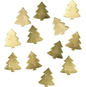 Vánoční dekorace Stromečky dřevěné 3 cm, 12 ks, zlaté