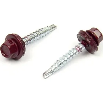 Šroub Střešní šroub s EPDM 4,8x35 RAL 3005 vínová (Střešní - farmářský šroub s podložkou)