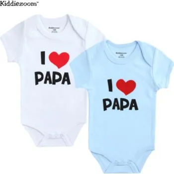 Kojenecké body s potisky "I love mama / papa!" a jiné (2 ks) Motiv: 4 bílé a modré - I love papa, Velikost: 12M