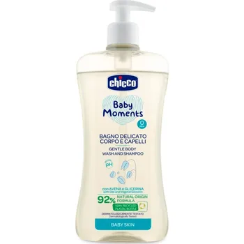 Sprchový gel Chicco Baby Moments jemný dětský šampon na vlasy a tělo 500 ml