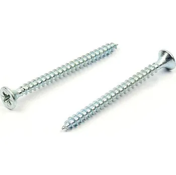 Vrut Univerzální vrut do dřeva 4,5x60 plný závit zinek bílý (Vrut do dřeva, křížová drážka PZ, zápustná hlava)