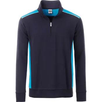 Pánská mikina Daiber Pánská pracovní mikina Color Halfzip Workwear Level 2 JN868 Barva: Modrá námořní - Tyrkysová, Velikost: L
