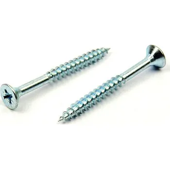 Vrut Univerzální vrut do dřeva 6x70/42 částečný závit zinek bílý (Vrut do dřeva, křížová drážka PZ, zápustná hlava)