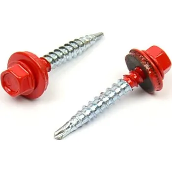 Šroub Střešní šroub s EPDM 4,8x35 RAL 3000 ohnivě červená (Střešní - farmářský šroub s podložkou)