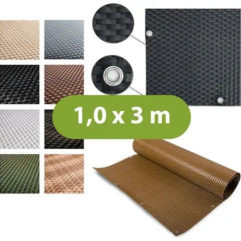 Příslušenství pro plot Balkonová zástěna - umělý ratan, 1,0x3m - barva na přání (Ratanová zástěna na balkon s oky pro upevnění - barva na přání)