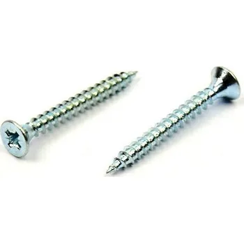 Vrut Univerzální vrut do dřeva 4,5x45 plný závit zinek bílý (Vrut do dřeva, křížová drážka PZ, zápustná hlava)