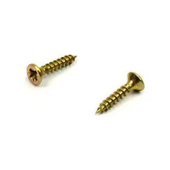 Vrut Univerzální vrut do dřeva 3x12 plný závit zinek žlutý (Vrut do dřeva, křížová drážka PZ, zápustná hlava)