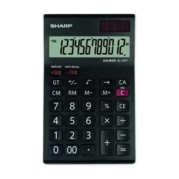 Kalkulačka Sharp Kalkulačka EL-124TWH, černo-bílá, stolní, dvanáctimístná