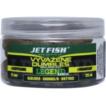 Boilies Vyvážené Boosterované Dumbles JetFish Legend Range 12mm 200ml Kořeněný Tuňák/Broskev