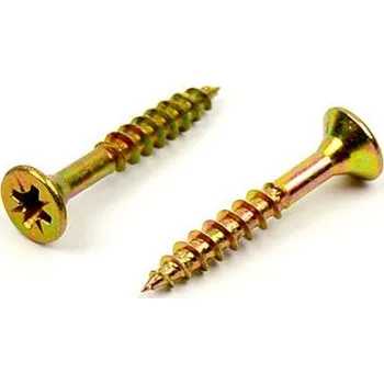 Spojovací materiál Univerzální vrut do dřeva 5x30/18 částečný závit zinek žlutý (Vrut do dřeva, křížová drážka PZ, zápustná hlava)