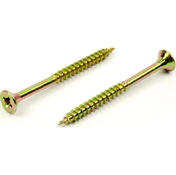 Vrut Univerzální vrut do dřeva 6x70/42 částečný závit zinek žlutý (Vrut do dřeva, křížová drážka PZ, zápustná hlava)