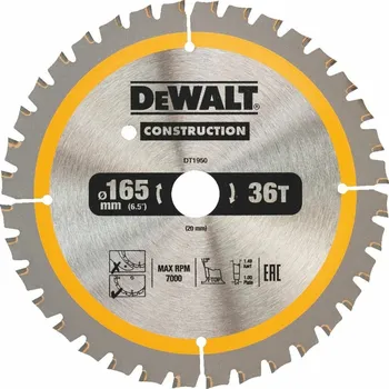 Pilový kotouč DeWalt pilový kotouč construcion 165x20mm 36z DT1950