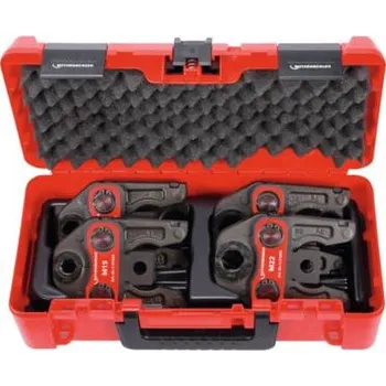 Kleště Set 4 lisovací čelisti Standard M 15-18-22-28 mm v kufru 015062X Rothenberger (Rothenberger 015062X Sada lisovacích čelistí M 15, 18, 22, 28 pro Romax 3000, 4000, AC ECO)