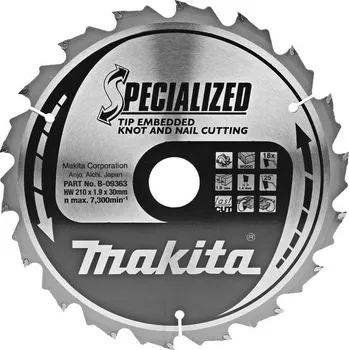 Řezný kotouč Makita pílový kotúč 210mm, 18z B-09363