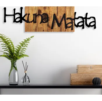 Obraz ASIR Kovová nástěnná dekorace HAKUNA MATATA 108 cm dřevo