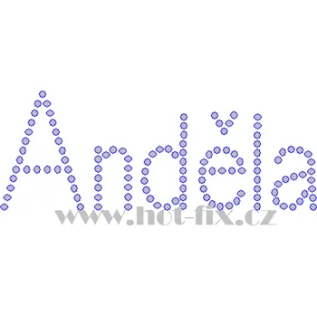 ANDĚLA - jméno JM03 nažehlovací hot-fix kamínkový potisk na textil, rozměr cca 12,8x4,9cm barva: kameny barva 101 Crystal /stříbrná