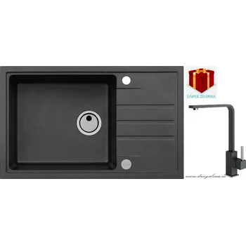 Granitový dřez Alveus SET dřez Intermezzo 130 + Afra - 91 black + dárek (příborník, podložka na sušení nádobí nebo tekutý čistič)