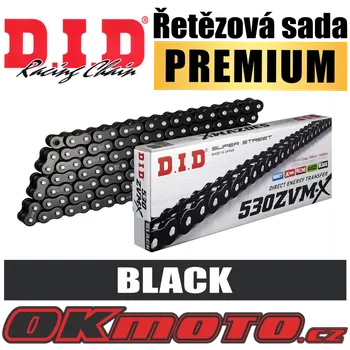 Řetězová sada pro motocykl D.I.D (Japonsko) Řetězová sada D.I.D PREMIUM 530ZVMX BLACK X-ring - Kawasaki ZX-12R Ninja, 1200ccm - 00-06