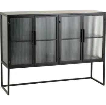 Komoda Černá kovová komoda s prosklenými dvířky Franco - 120*35*90 cm