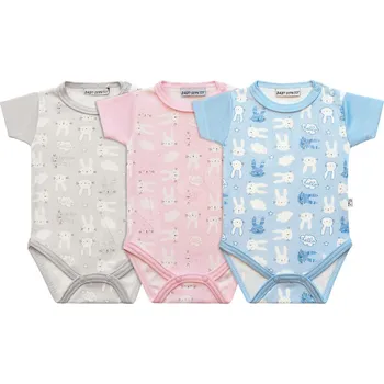 Kojenecký body Baby Service Bavlněné body krátký rukáv Zajíci Modré Vel. 56