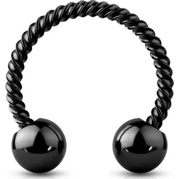 Piercing Černý piercing podkova vroubkovaná 1,2 x 10 mm