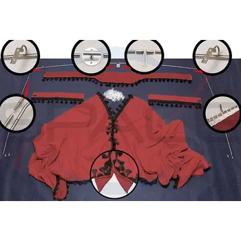 Stínítko do auta Kompletní univerzální sada závěsů a kolejnic do dodávky, barva červená