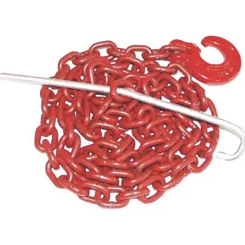 Řetěz Lesnický řetěz kulatý G80 8mm 2m (KP-341820) (Vlečný lesnický řetěz pro těžbu dřeva, třída jakosti G80, kulatý, velikost 8 mm, včetně smyčkového háku a prostrkovací jehly. Délka 2 metry.)