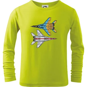 Dětská móda Mig 29 Fulcrum ze spoda a ze zhora - Triko dětské Long Sleeve - 158 cm/12 let ( Limetková )