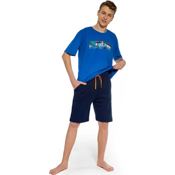 Dětská móda Cornette pyžamo chlapecké 500/38 State Of Mind - modrá, 182 (Chlapecké pyžamo krátké Cornette)