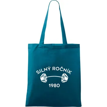 Nákupní taška Silný ročník - Letopočet 1980 - Taška bavlněná - 42 x 38 cm ( Petrolejová )