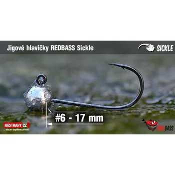 Rybářský háček Jigová hlavička REDBASS Sickle #6 - 17 mm - #6 - 1,5 g, 5 ks