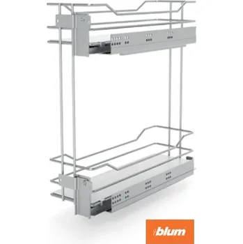 Kuchyňská skříňka In-Design Výsuvný dvojkoš PRESTIGE, 150 výsuv BLUM, stříbrná, bílé plné police Orientace, šířka: levý