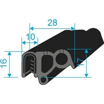 Těsnění do okna a dveří 00546008 U-PIRELI s kovovou výztuží s bočním těsněním, 78°Sh, U-PVC, bříško-EPDM