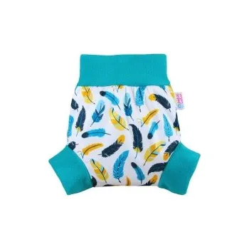 Plenkové kalhoty Petit Lulu - Pull-up svrchní kalhotky - Tyrkysová peříčka, Velikost M - 6 - 10kg