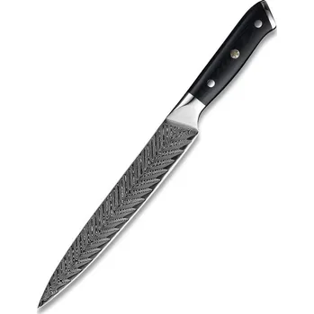 Kuchyňský nůž Swityf - kuchyňské nože Damaškový nůž plátkovací 20 cm, rukojeť G10 DSLK-BK